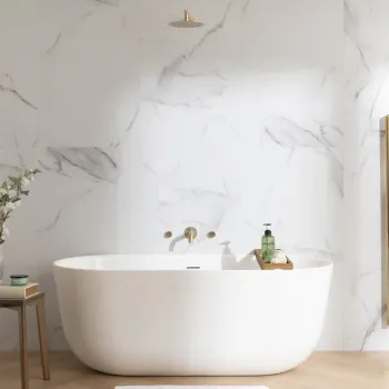 Trepanel Aqua Luxe® Bold Carrara Marble Effect Satin Embossed SPC Wall Panel 4 Pack (Covers 2.80 SQM)