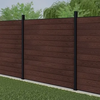 LuxeLine® Walnut Composite Fence Panel with Aluminium Post 6ft