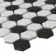 Pixel Chequer Hexagon White & Black Matt Mosaic Tiles