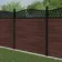 LuxeLine Composite Fence Panel Walnut 6ft High - Geometric Decorative Screen with Aluminium Post