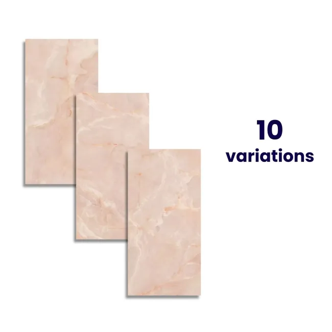 Peach Pink Polished Onyx Marble Effect Large Wall and Floor Tiles