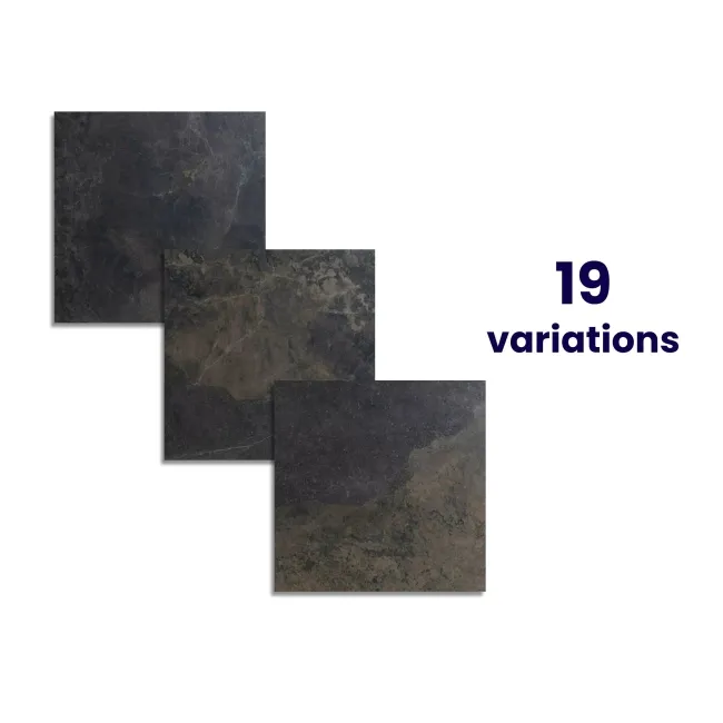 Jai Rustic Natural Black Slate Effect Tiles 600x600