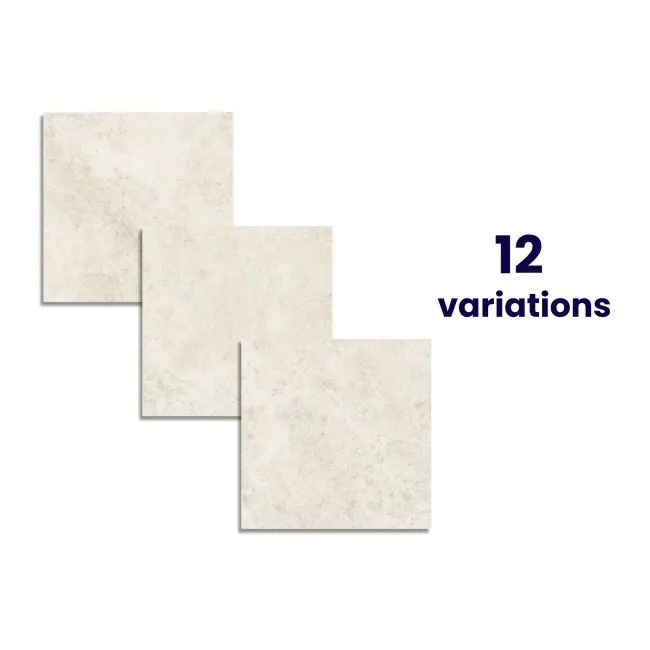 Fargo White Matt Stone Effect Anti-Slip Wall and Floor Tiles 600x600