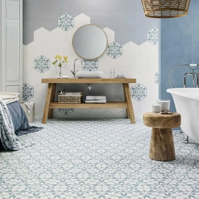 Kendal Hexagon Satin Pattern Wall and Floor Tiles