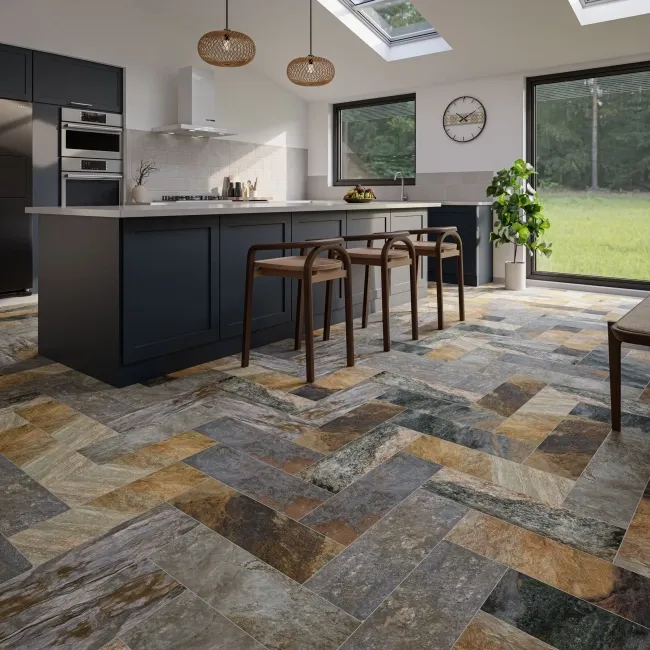 Ashen Multicolour Matt Slate Effect Wall and Floor Tiles