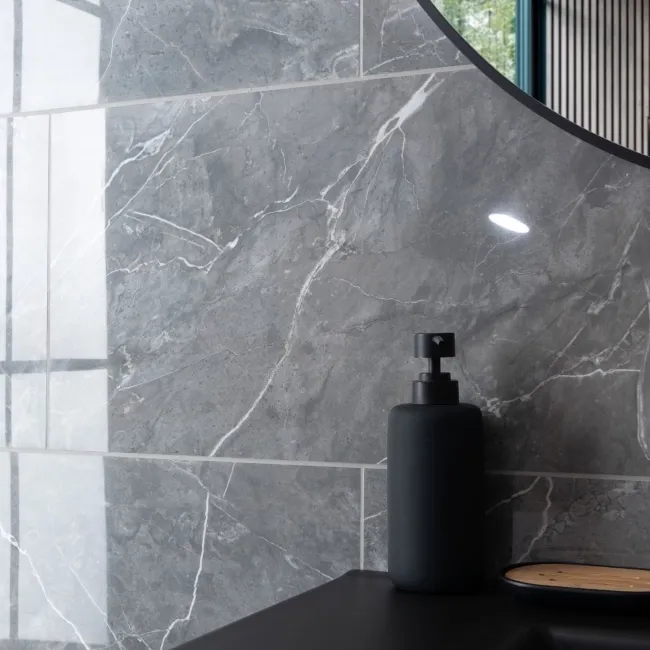 Belvedere Dark Grey Marble Effect 600x300 Tiles