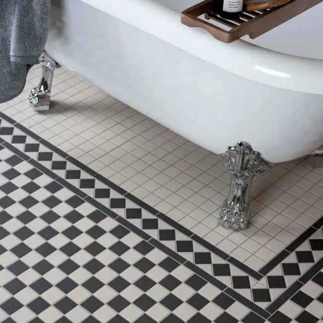 Churchill Snow & Midnight Black and White Matt Mosaic Corner Tiles