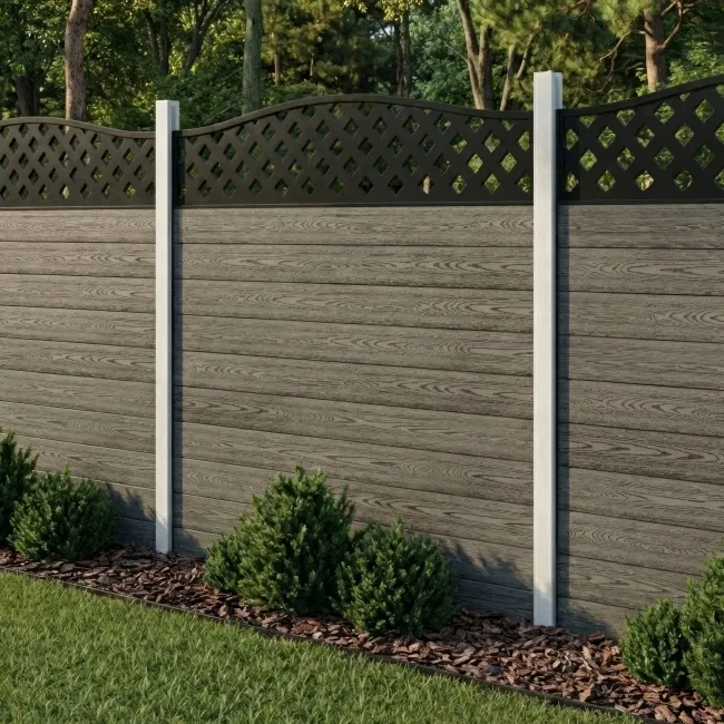 LuxeLine Composite Fence Panel Light Grey - Curve Top Lattice Decorative Screen for Own Post