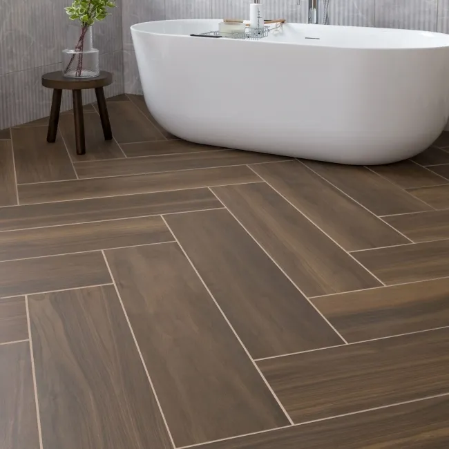 Heartwood Coffee Brown Matt Rectified Wood Effect Floor Tiles 888x220