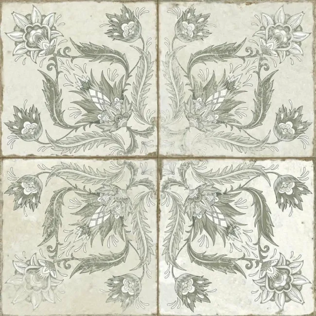 Helix Sage Green Matt Patterned Wall and Floor Tiles