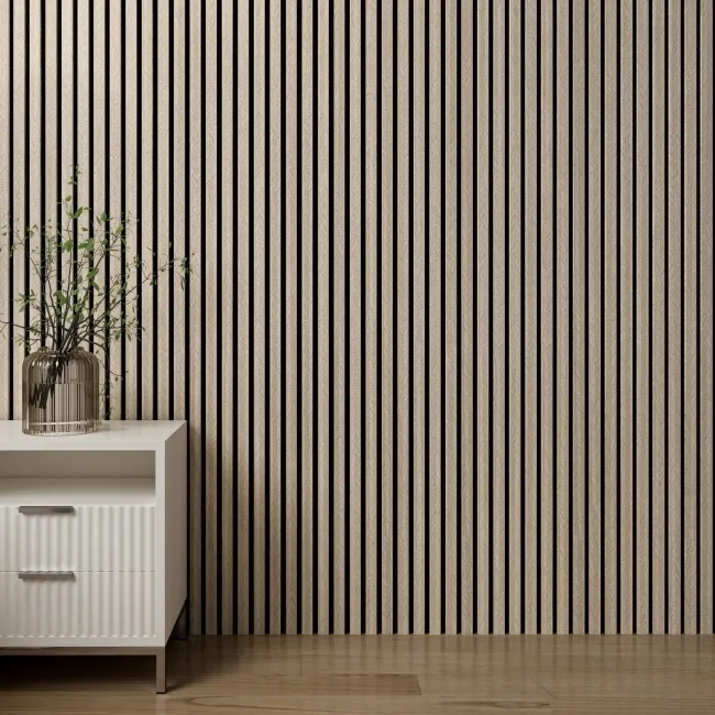Trepanel® Chevron Hessian Beige Acoustic Wood Wall Panels