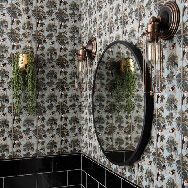 Jungle Decor Multicolour Gloss Patterned Wall Tile