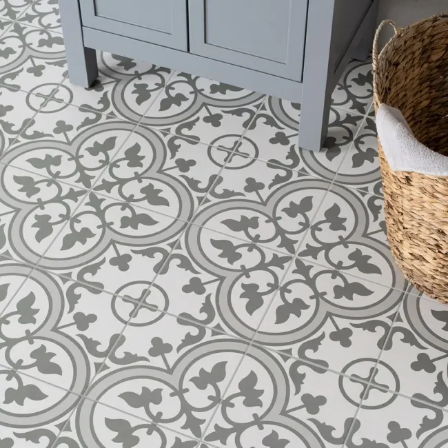 Ledbury Dove Grey Pattern Wall and Floor Tiles