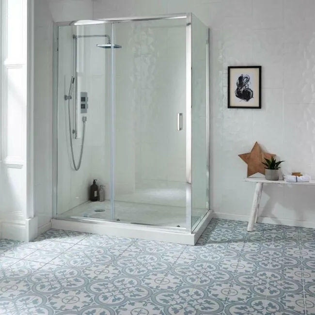 Ledbury Powder Blue Pattern Wall and Floor Tiles