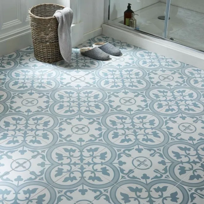 Ledbury Powder Blue Pattern Wall and Floor Tiles