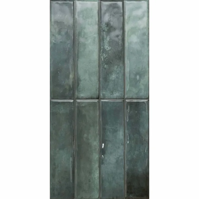 Lazio Green Gloss Brick Effect Wall Tiles