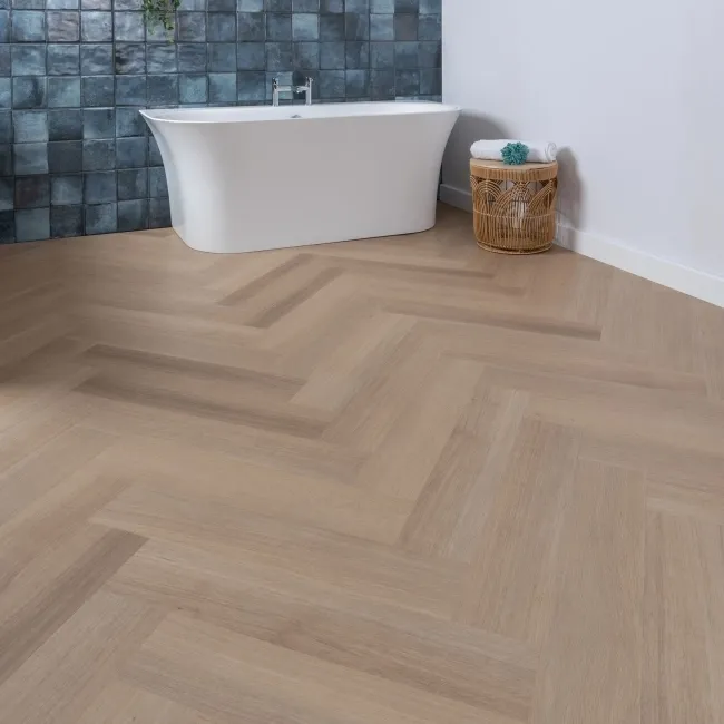 Trepanel Lux Light Oak LVT Wood Effect Herringbone SPC Vinyl Flooring