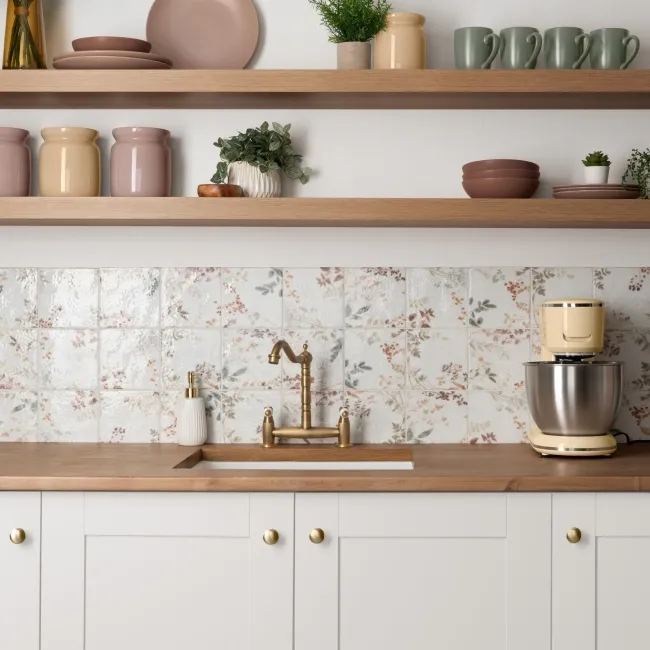 Lucy Forest Gloss Multicolour Patterned Porcelain Wall Tiles