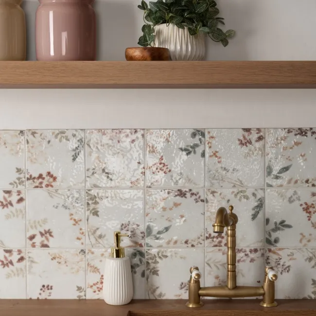 Lucy Forest Gloss Multicolour Patterned Porcelain Wall Tiles