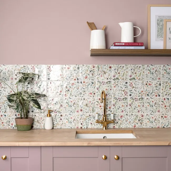Lucy Garden Gloss Multicolour Patterned Porcelain Wall Tiles