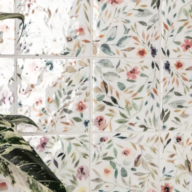 Lucy Garden Gloss Multicolour Patterned Porcelain Wall Tiles