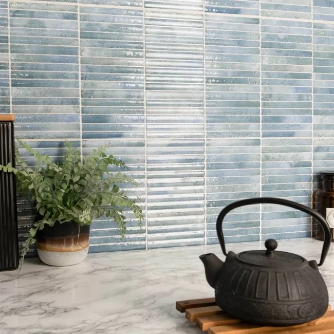 Meraki Blue Gloss Kitt-Kat Mosaic Effect Wall Tiles