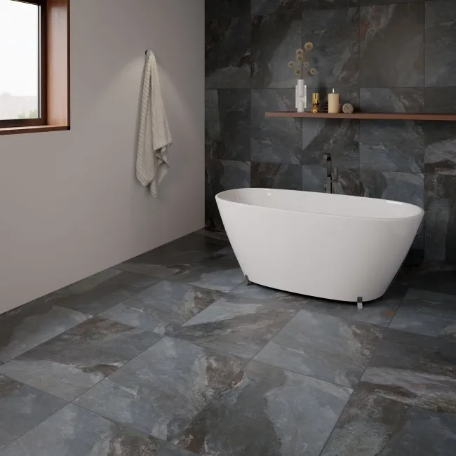 Lockstone Sapphire Blue Matt Slate Effect Wall and Floor Porcelain Tiles