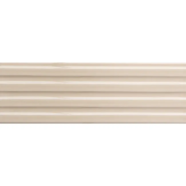 Ribbon Bone Ivory Ridged Effect Ceramic Gloss Wall Tiles