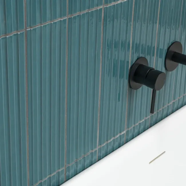 Ribbon Ocean Blue Ridged Effect Ceramic Gloss Wall Tiles