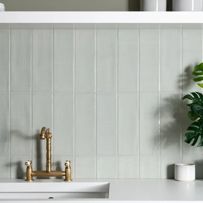 Rustic Sage Green Gloss Metro Wall Tiles