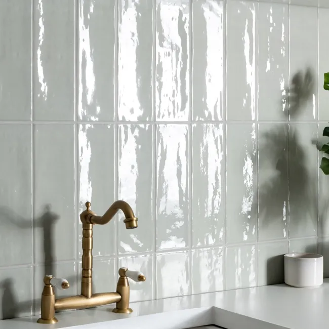 Rustic Sage Green Gloss Metro Wall Tiles