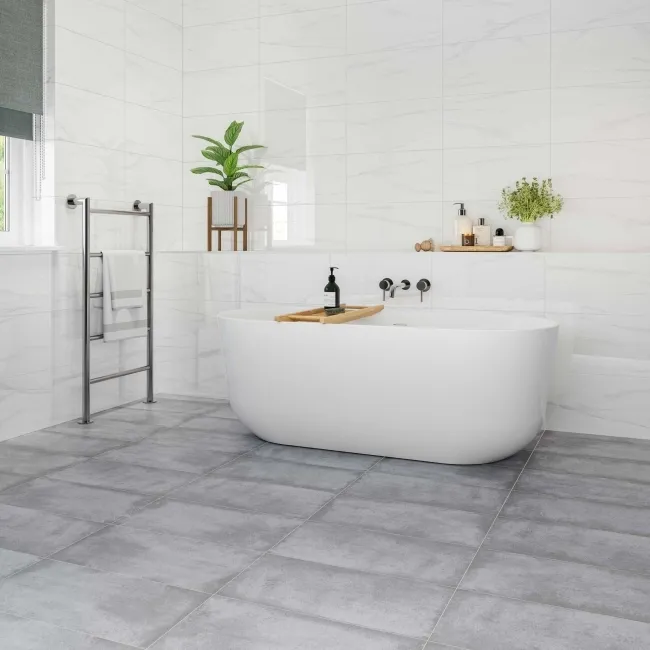 Samphire Light Grey Matt Stone Effect Wall And Floor Tiles