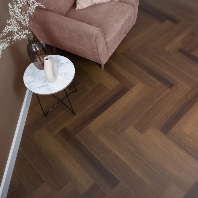 Trepanel Lux Walnut LVT Wood Effect Herringbone SPC Vinyl Flooring