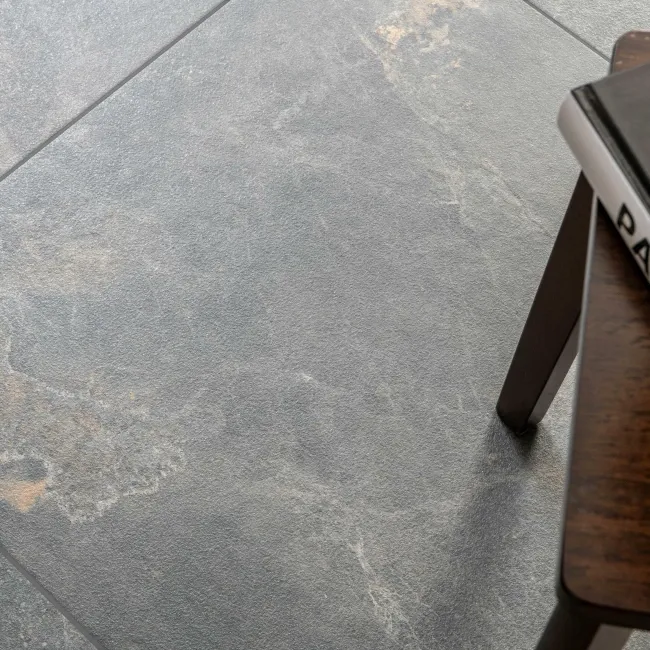 Jai Rustic Natural Black Slate Effect Tiles 600x600