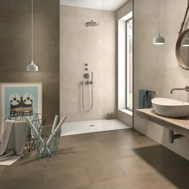 Stucco Brown Ceramic Matt Stone Effect Plaster Wall Tiles