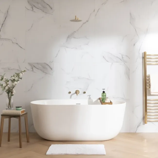 Trepanel Aqua Luxe® Bold Carrara Marble Effect Satin Embossed SPC Wall Panel 4 Pack (Covers 2.80 SQM)