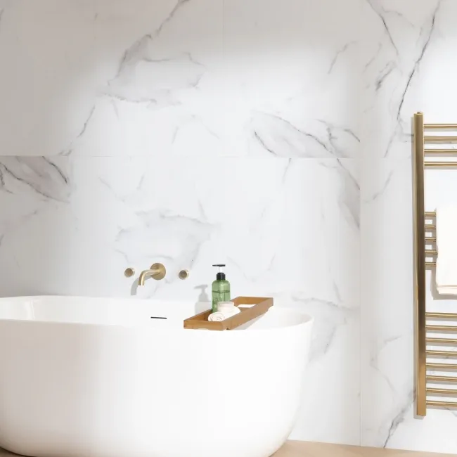 Trepanel Aqua Luxe® Bold Carrara Marble Effect Satin Embossed SPC Wall Panel 4 Pack (Covers 2.80 SQM)