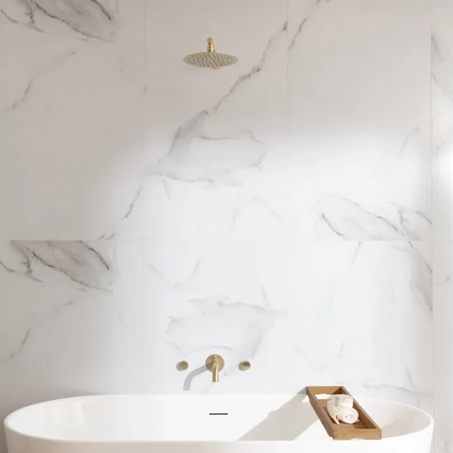 Trepanel Aqua Luxe® Bold Carrara Marble Effect Satin Embossed SPC Wall Panel 4 Pack (Covers 2.80 SQM)