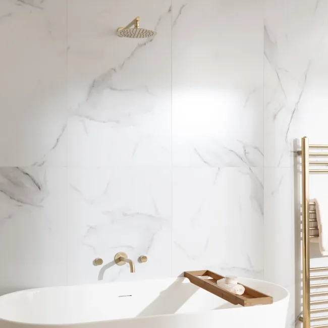 Trepanel Aqua Luxe® Bold Carrara Marble Effect Satin Embossed SPC Wall Panel 4 Pack (Covers 2.80 SQM)