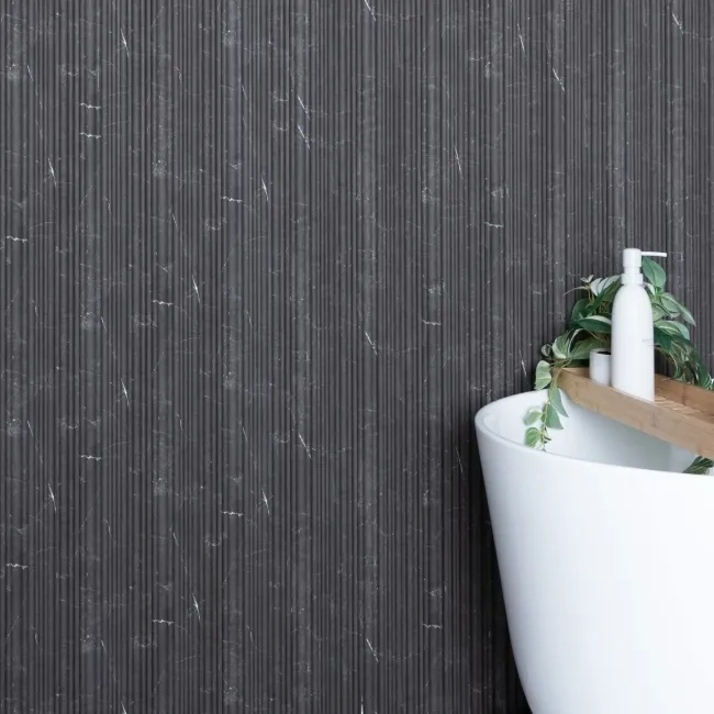 Trepanel Aqua 3D® Waterproof Dark Grey Marble Effect Grooved Wall Panel 3 Pack (Covers 0.87 SQM)