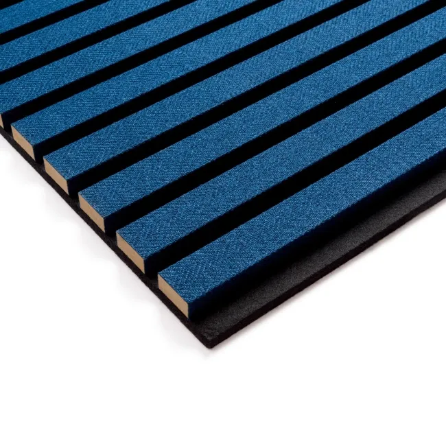 Trepanel® Texture Denim Blue Herringbone Acoustic Wood & Felt Slat Panels