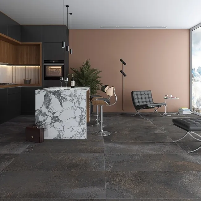 Yuri® Dark Grey 90% Recycled Matt Porcelain Tiles 1175x587