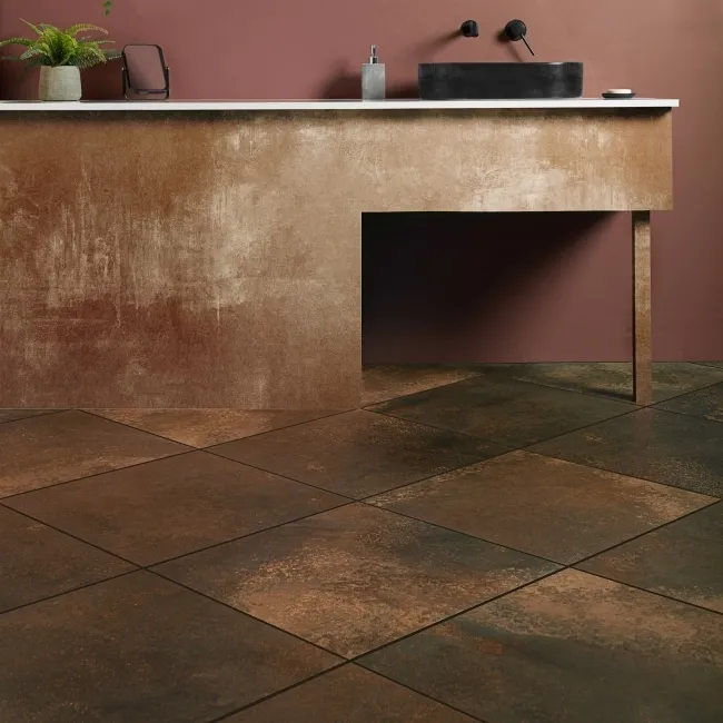 Yuri® Rust 90% Recycled Copper Matt Stone Effect 583x583 Tiles