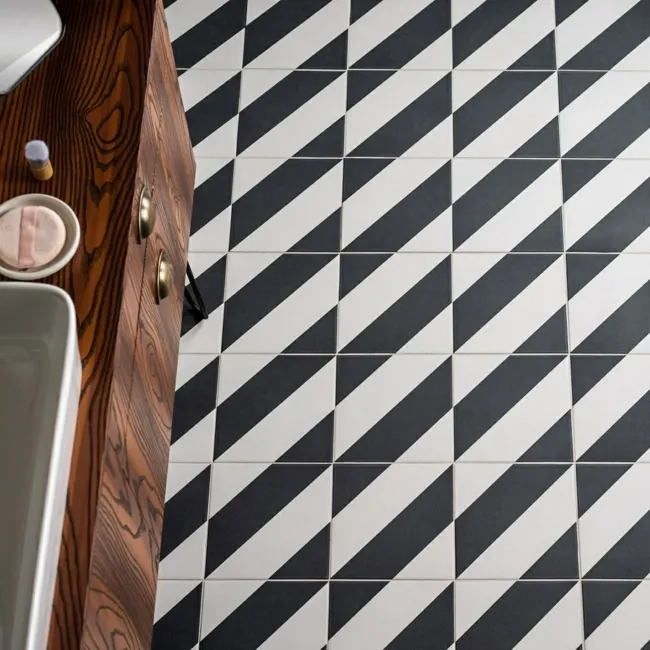 Zebra Black and White Patterned Matt Striped 223x223 Tiles