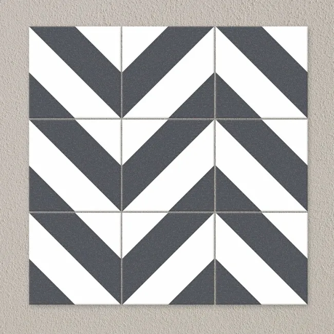 Zebra Black and White Patterned Matt Striped 223x223 Tiles