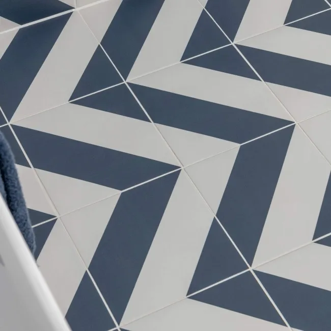 Zebra Blue and White Patterned Matt Striped Wall and Floor Tiles