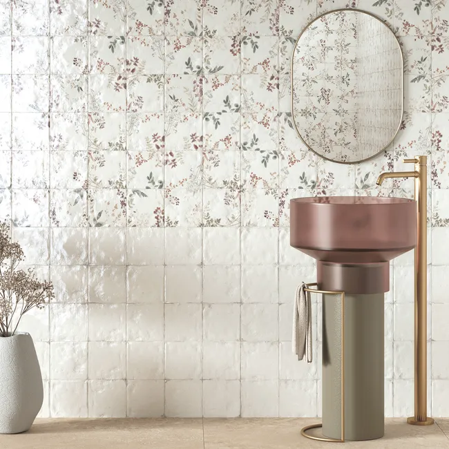 Lucy Forest Gloss Multicolour Patterned Porcelain Wall Tiles