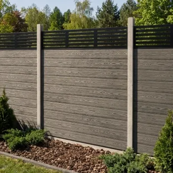 LuxeLine Composite Fence Panel Light Grey - Slat Decorative Screen for Own Post