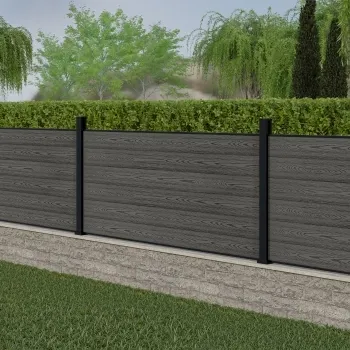 LuxeLine® Light Grey Composite Fence Panel with Aluminium Post 3ft