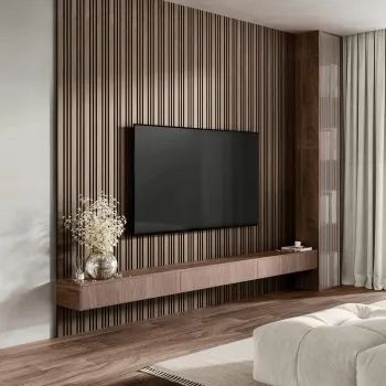 Trepanel Design® Walnut Brown Multi-Width Acoustic Wood Wall Panels